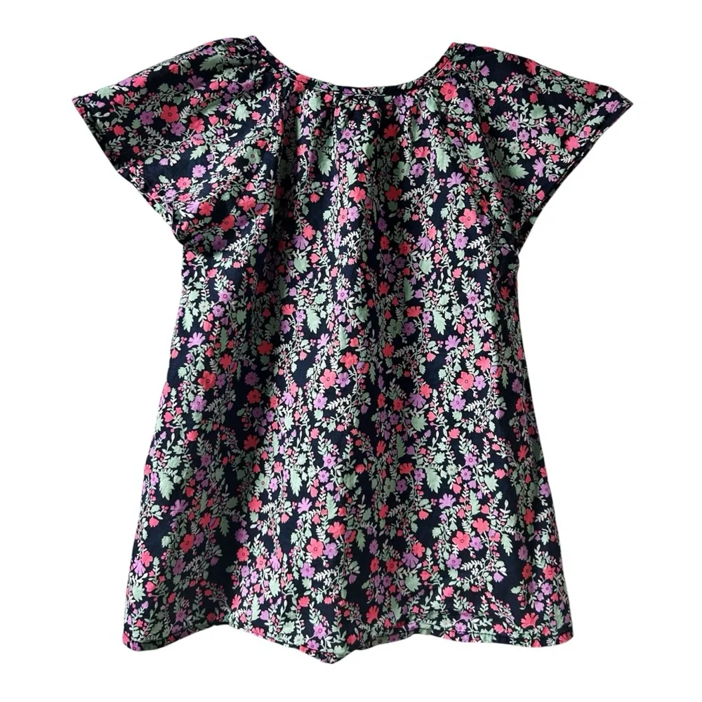 OshKosh B'gosh Flutter Sleeve Summer Floral Top Cotton, Sz.6, Button Closure